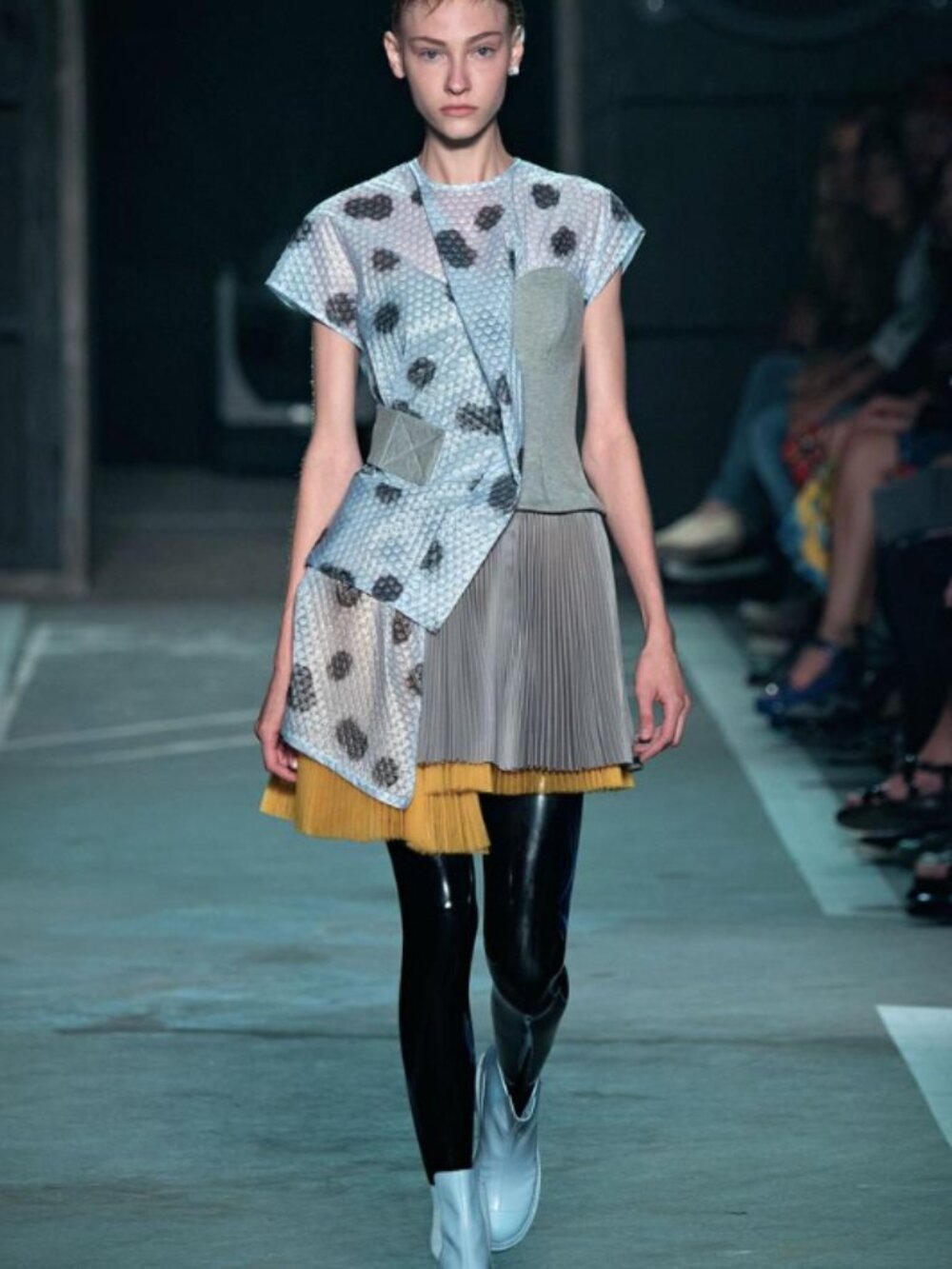 2000s Marc By Marc Jacobs Polka Dot Pleated Tulle Mixed Mini Dress